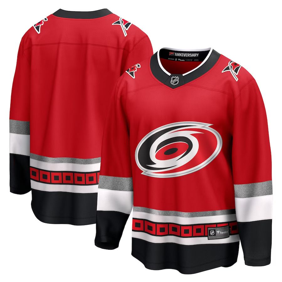 Men Carolina Hurricanes Fanatics Branded Red 25th Anniversary Premier Breakaway Blank NHL Jersey